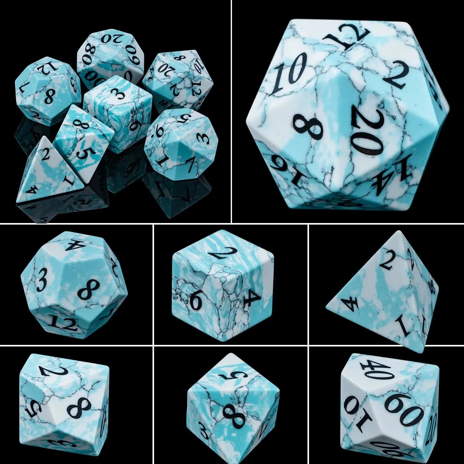 Purple Crystal Stone & Gem Dice Set – Sharp Edge Polyhedral Dice for D&D, Pathfinder & RPGs Gamers Guild