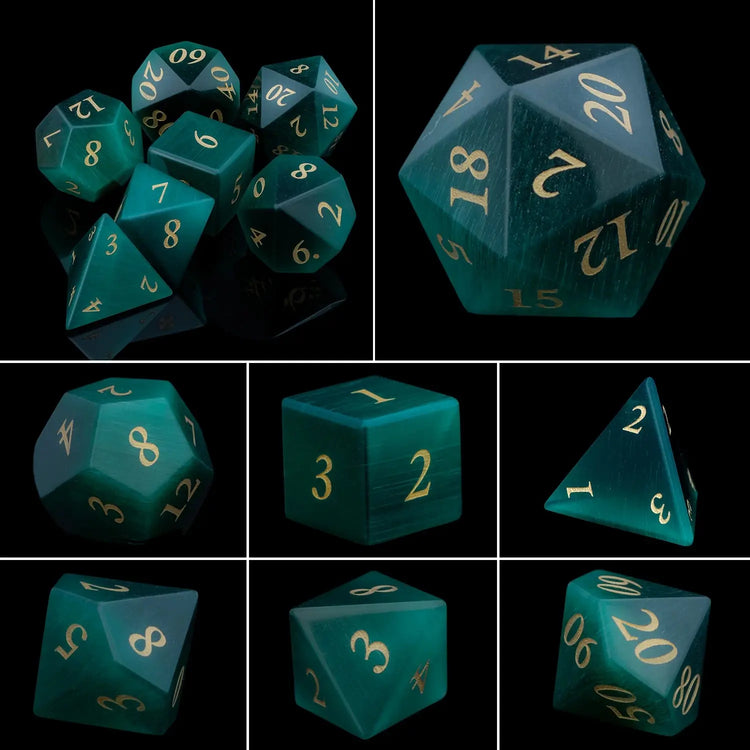 Purple Crystal Stone & Gem Dice Set – Sharp Edge Polyhedral Dice for D&D, Pathfinder & RPGs Gamers Guild