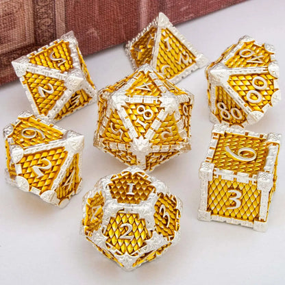 Golden Red Dragon Scale Metal Dice Set – Polyhedral Dice for D&D, Pathfinder & RPGs Gamers Guild