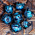 Spinning Dragon Eye Resin Dice Set – 7-Piece Transparent Polyhedral Dice with Blue Text for RPGs Gamers Guild
