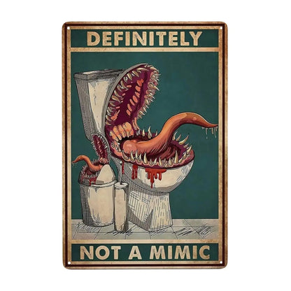Definitely Not A Mimic Metal Poster – Vintage Tin Sign for Dungeons & Dragons, RPG Tabletop Decor & Bathroom Humor Gamers Guild