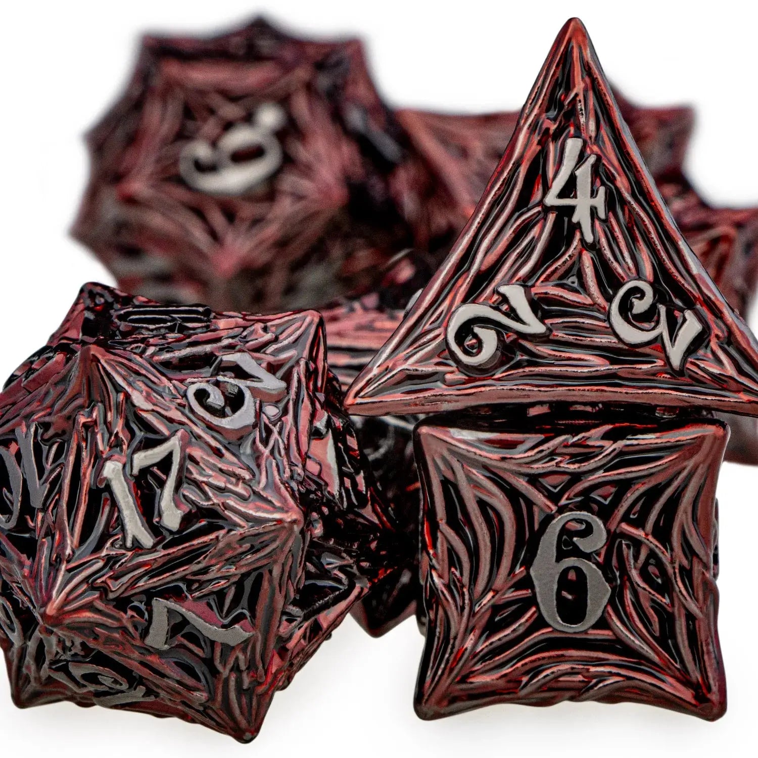 Tree Root Metal Dice Set – Red Polyhedral Dice for D&D, Pathfinder & RPGs Gamers Guild