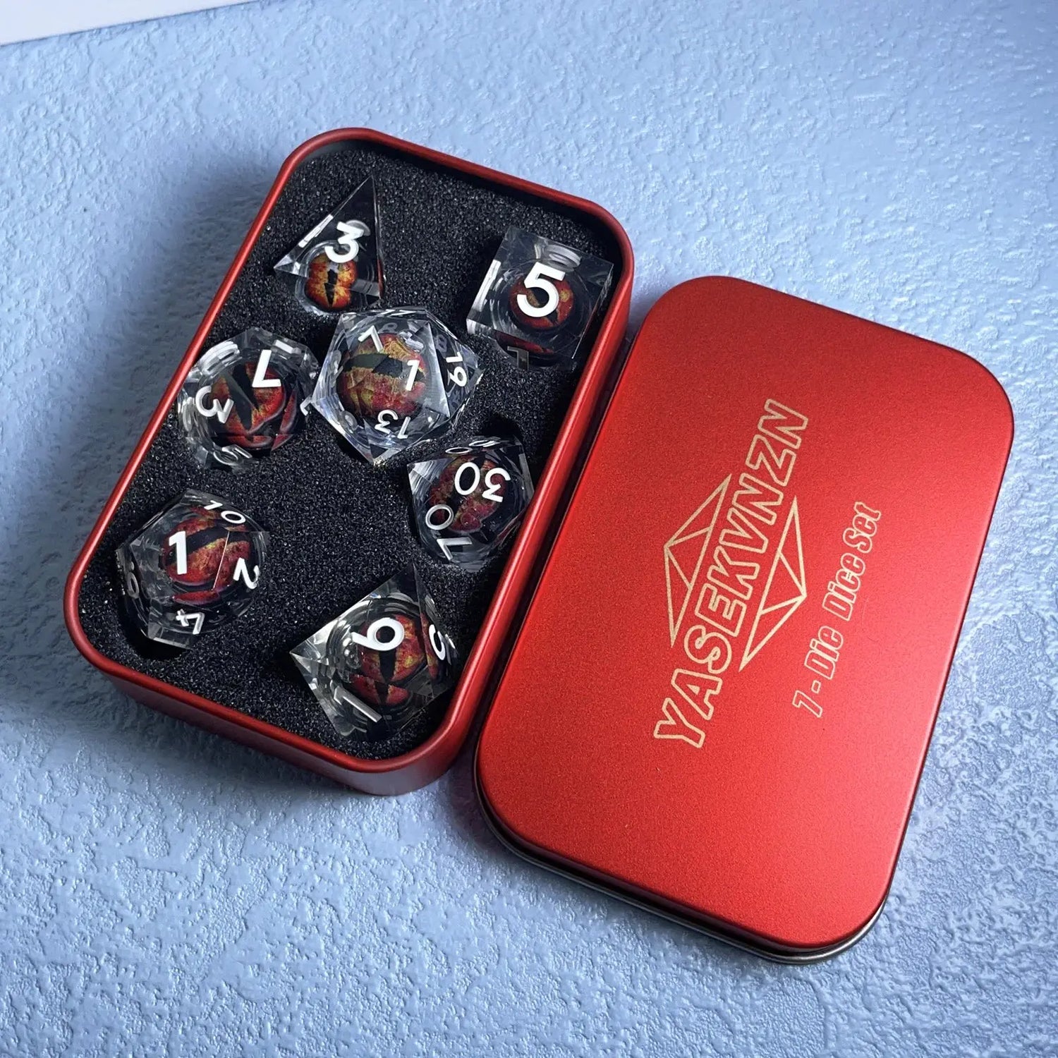 Dragon’s Eye Liquid Core Dice Set – Sharp Edge Polyhedral Resin Dice for D&D, Pathfinder & RPGs Gamers Guild