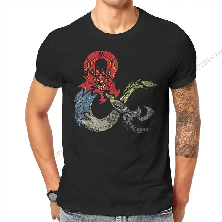 Dragon DND Men’s T-Shirt – Fantasy Graphic Tee | Casual Cotton O-Neck Top Gamers Guild