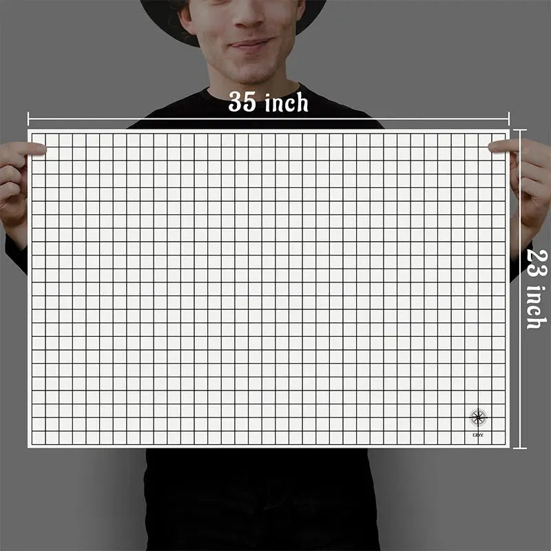 DND Silicone Battle Mat – 23"x35" Double-Sided Grid Board with Square & Hex Layout  Foldable, Rollable, and Marker-Friendly Gamers Guild