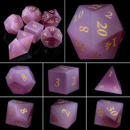 Purple Crystal Stone & Gem Dice Set – Sharp Edge Polyhedral Dice for D&D, Pathfinder & RPGs Gamers Guild
