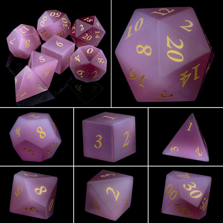 Purple Crystal Stone & Gem Dice Set – Sharp Edge Polyhedral Dice for D&D, Pathfinder & RPGs Gamers Guild