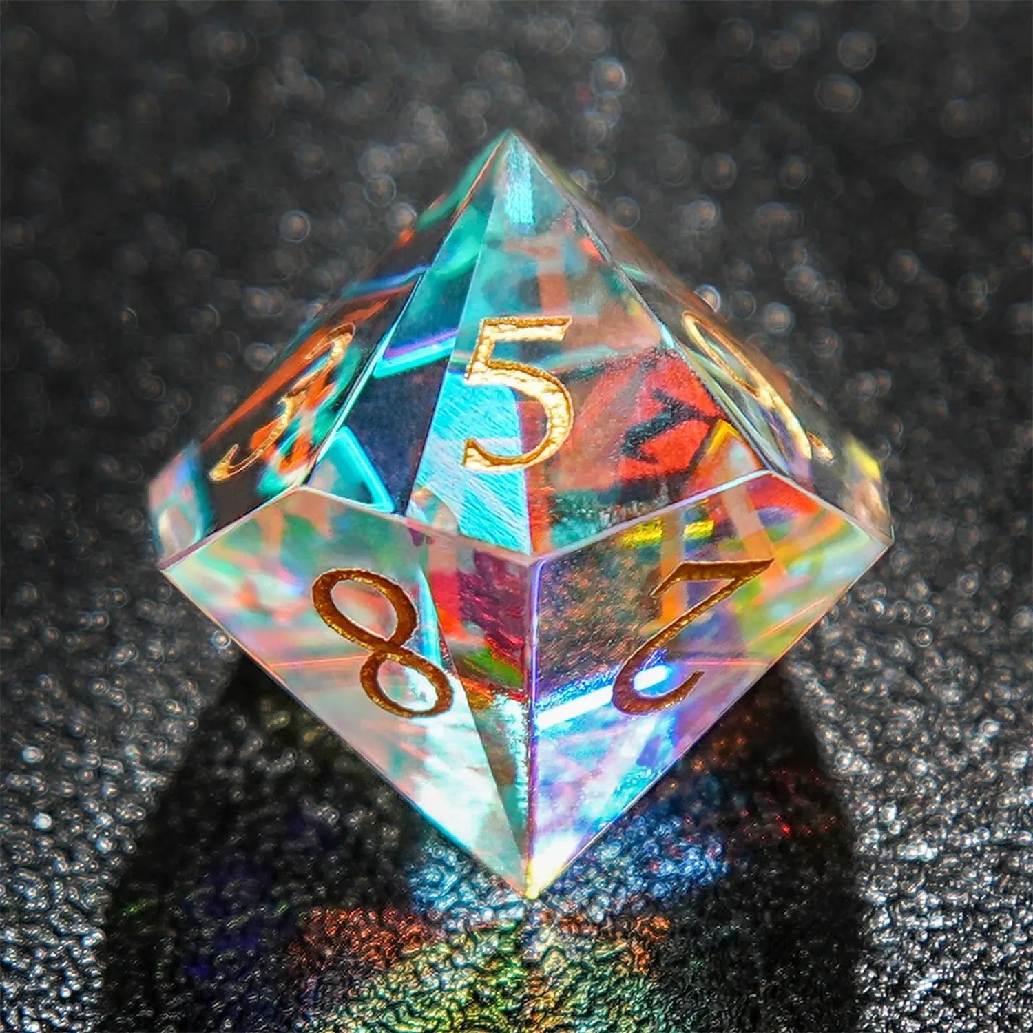 Colorful Gemstone Pirate Dice Set – 7pc Resin Polyhedral Dice with Golden Script for DND, RPG & Tabletop Campaigns Gamers Guild