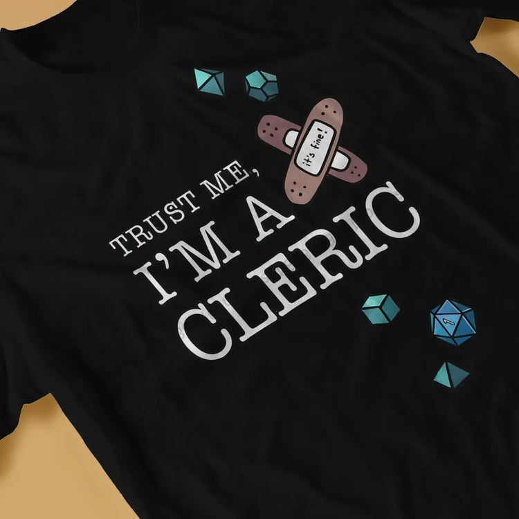 Trust Me, I’m a Cleric T-Shirt – Funny DND Cotton Tee for Men | RPG Healer Graphic Shirt Gamers Guild