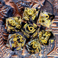 7-Piece Transparent Resin Dice Set – Sharp Edge Polyhedral Dice with Gold Numbers for RPGs Gamers Guild