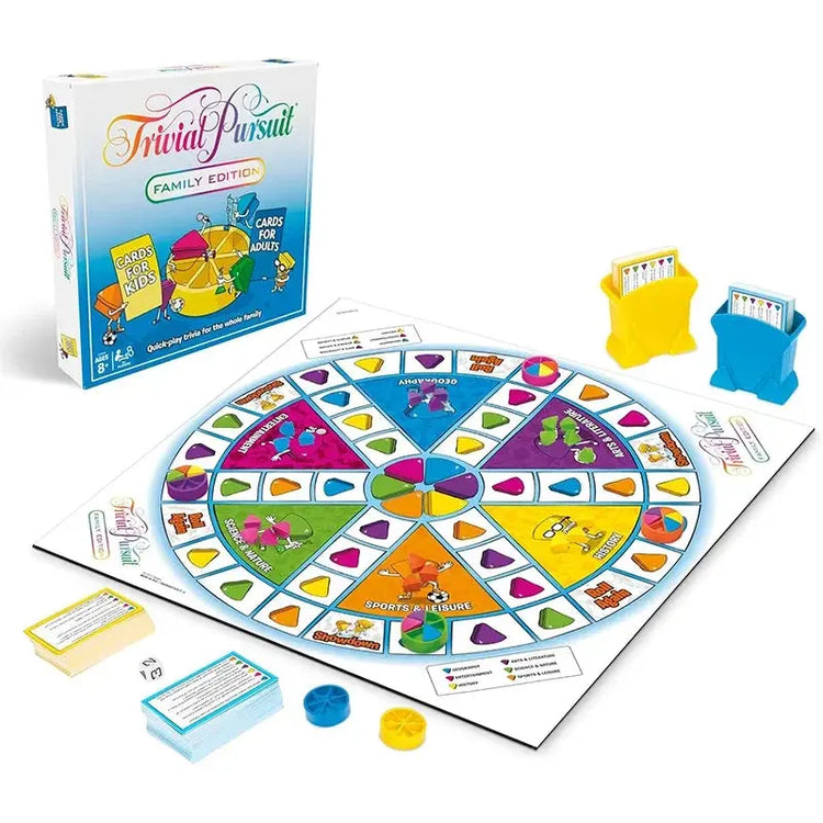 Trivial Pursuit Family Edition Board Game – Kid & Adult Trivia Cards | 1200 Questions, Fast-Paced Gameplay | Family & Party Fun Gamers Guild