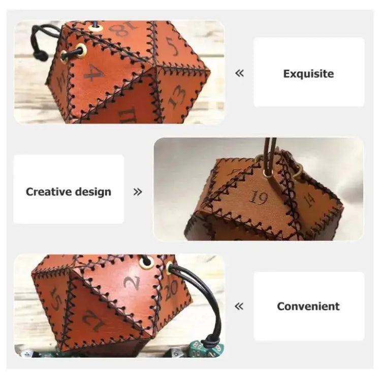 Leather D20 Dice Bag – Polyhedral Dice Pouch with Drawstring for DND, RPG & Board Game Storage Gamers Guild