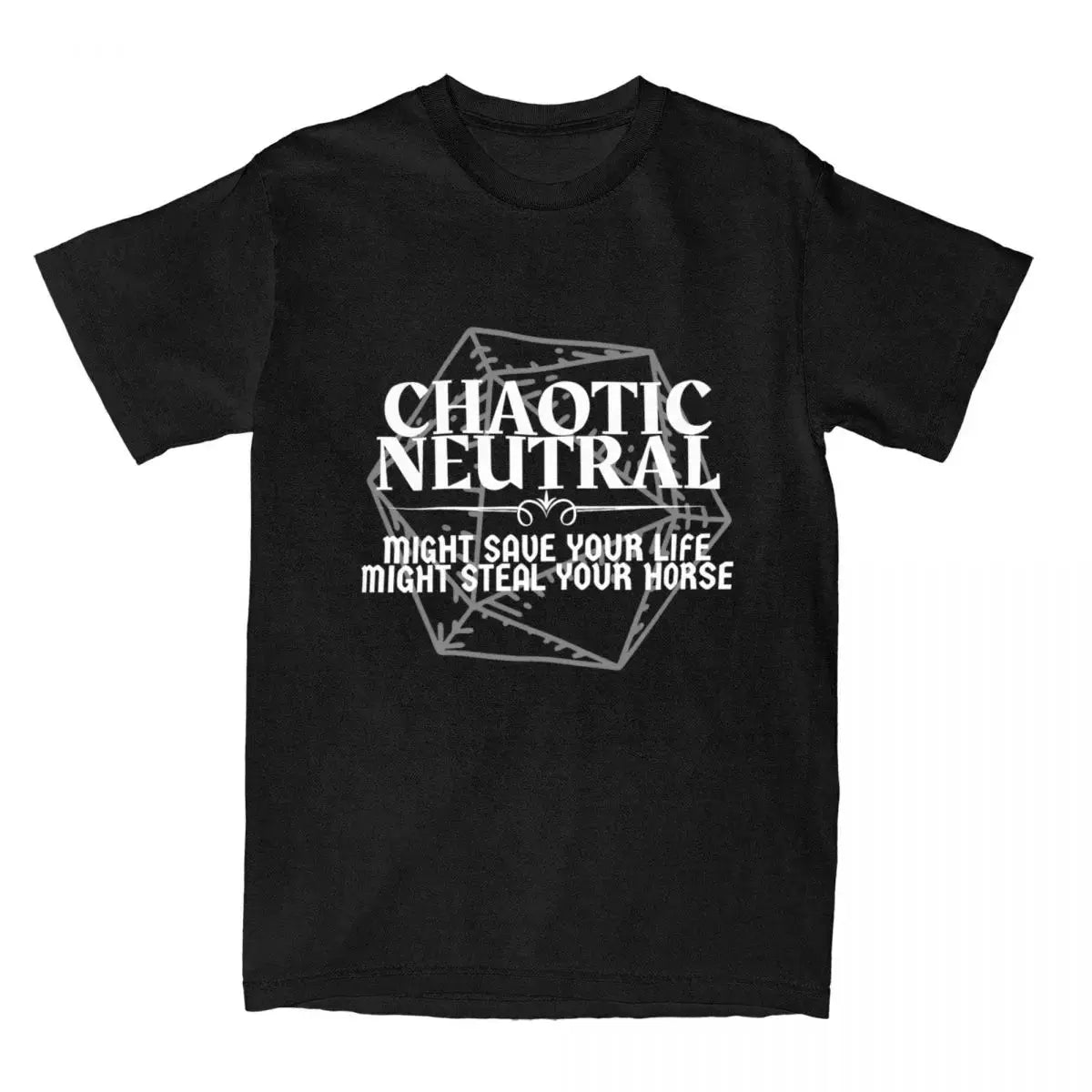 Chaotic Neutral Might Save Your Life T-Shirt – Funny DND Graphic Tee for Men & Women | Cotton RPG Top Gamers Guild