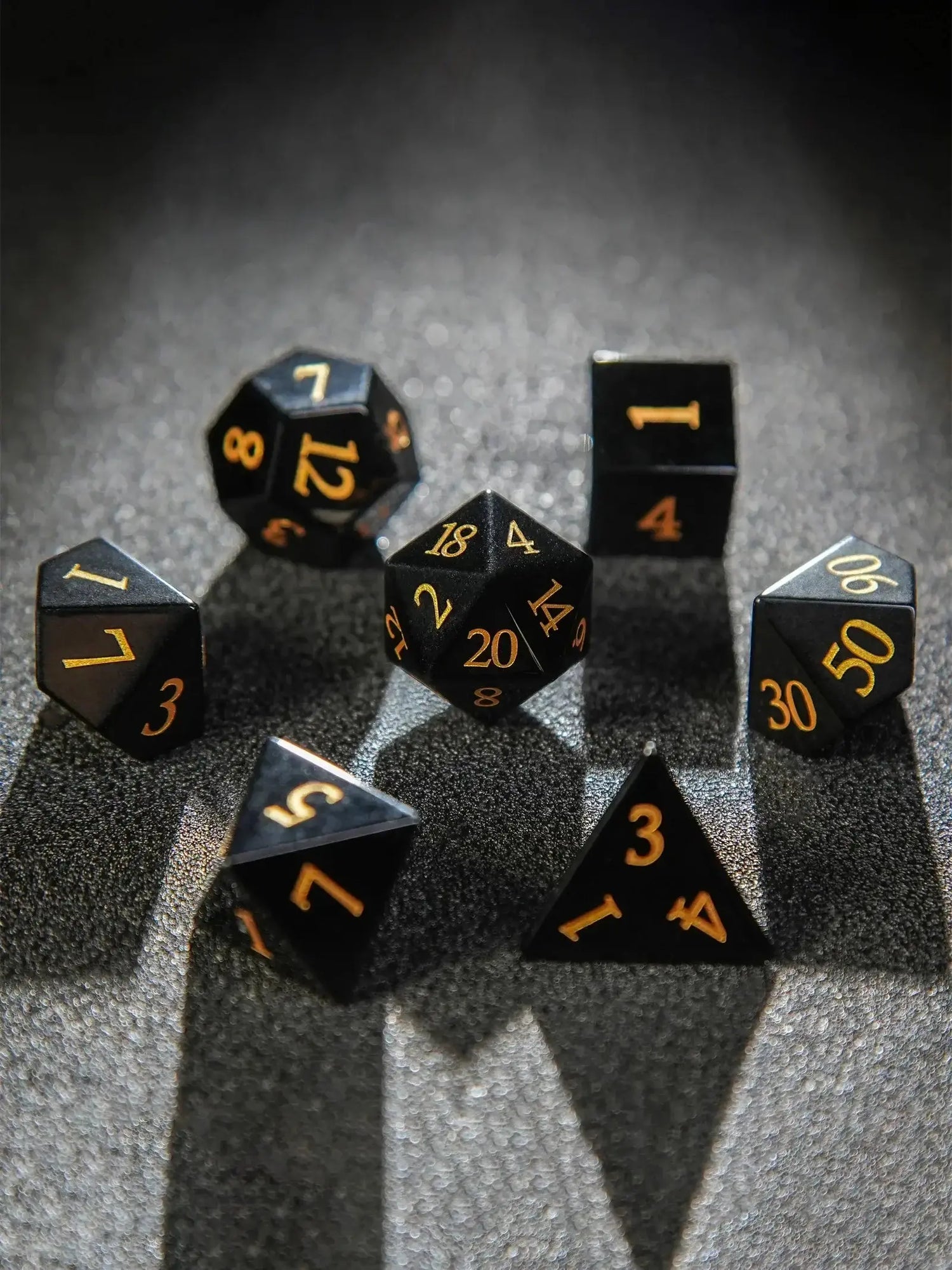 Black Obsidian Pirate Dice Set – 7-Piece Metal Polyhedral Dice for DND, RPG & Tabletop Questing Gamers Guild