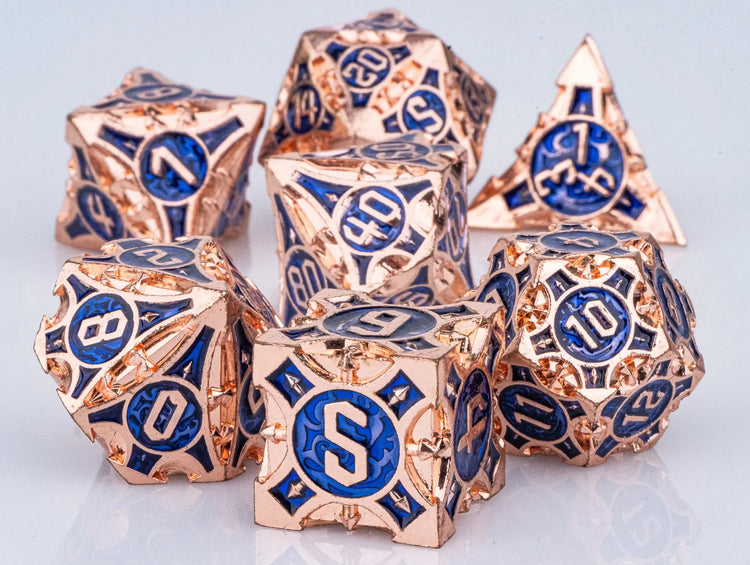 7-Piece Red Sharp Edge Metal Dice Set – Premium Polyhedral DND Dice for Dungeons & Dragons & RPG Tabletop Games Gamers Guild