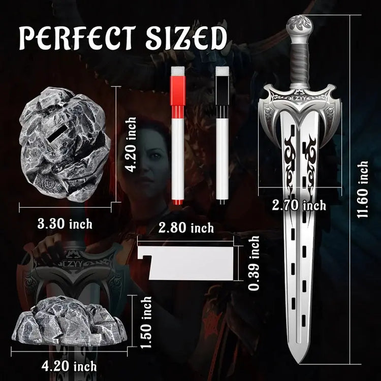 Acrylic Sword Initiative Tracker – Laser-Cut Sword in Magic Circle Base with 12 Erasable Flags for D&D & RPGs Gamers Guild
