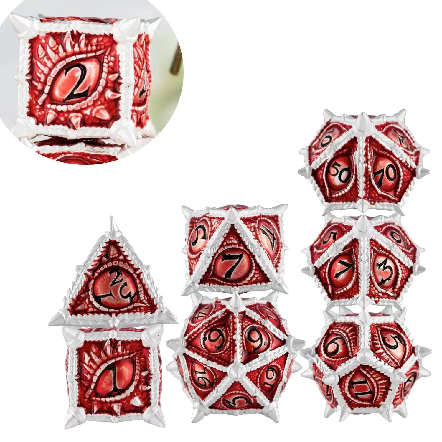 7-Piece Dragon Metal Dice Set – Sharp Edge Polyhedral Dice with Box for D&D, Pathfinder & RPGs Gamers Guild