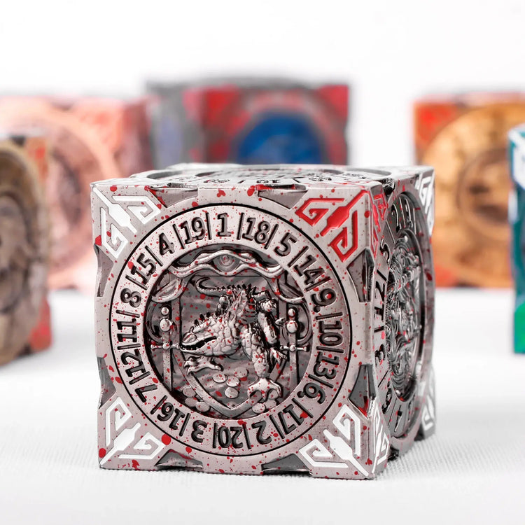 Dragon-Themed Metal Gyro D6 Dice – Rotatable Six-Sided RPG Dice with Box for D&D & Tabletop Games Gamers Guild
