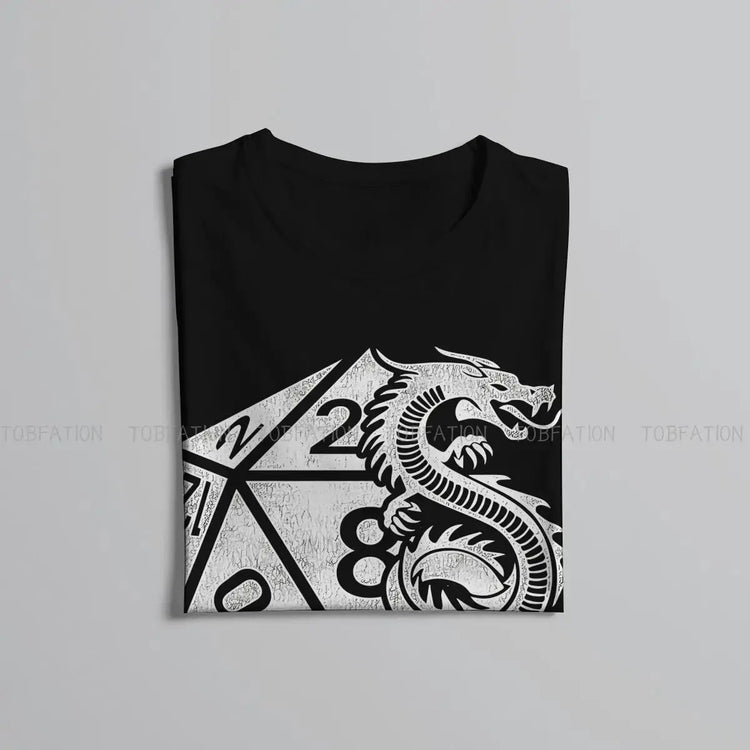 Dragon Poly Dice DnD T-Shirt – Elegant Cotton Tee | Dungeon Dice d20 Shirt for Men Gamers Guild