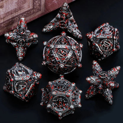 ARUOHHA Black & Red Skull Metal Dice Set – Polyhedral Dice for D&D, Pathfinder & RPGs Gamers Guild