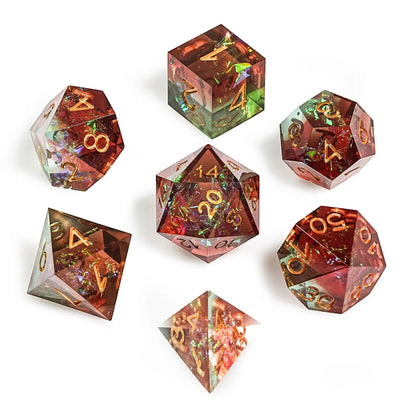1–7 Piece Brown Field Green Pirate Ship Metal Dice Set – Sharp Edge Polyhedral Dice for Dungeons & Dragons, Pathfinder & RPG Tabletop Games Gamers Guild
