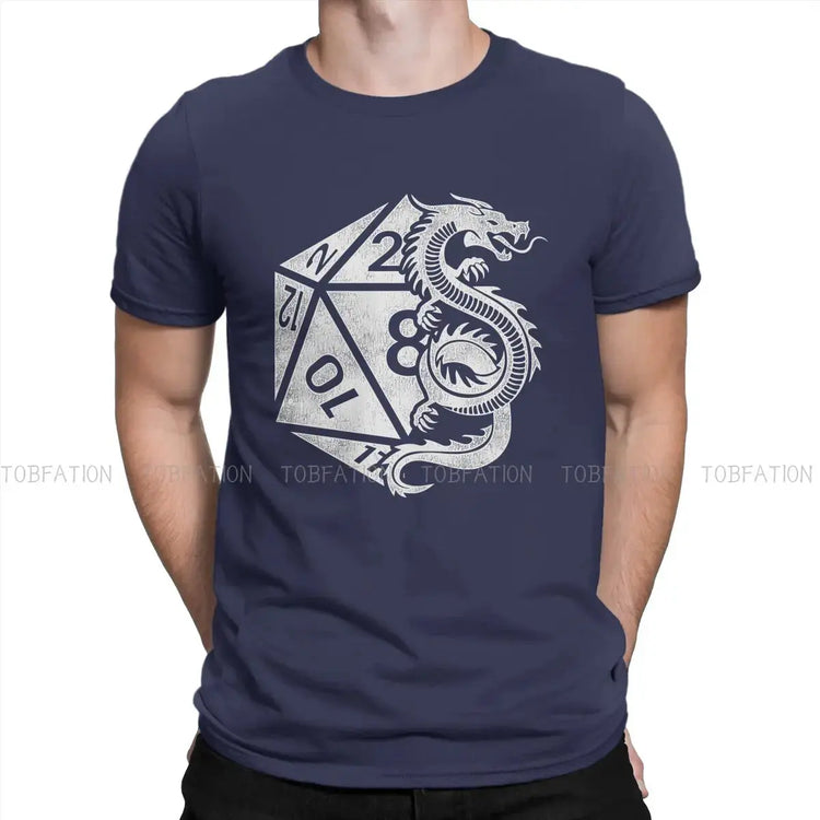 Dragon Poly Dice DnD T-Shirt – Elegant Cotton Tee | Dungeon Dice d20 Shirt for Men Gamers Guild