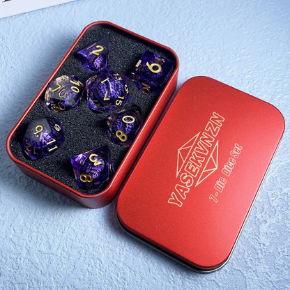 Dragon’s Eye Liquid Core Dice Set – Sharp Edge Polyhedral Resin Dice for D&D, Pathfinder & RPGs Gamers Guild