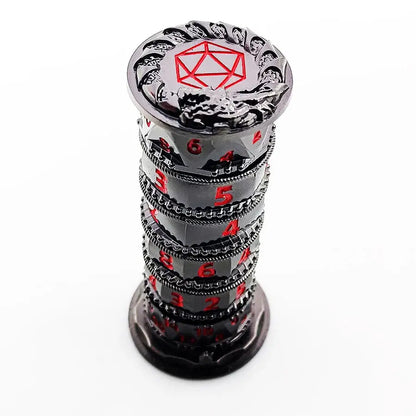 7-in-1 Metal Rotating Dice Tower – Polyhedral RPG Dice for D&D, COC, Cthulhu & Tabletop Games Gamers Guild