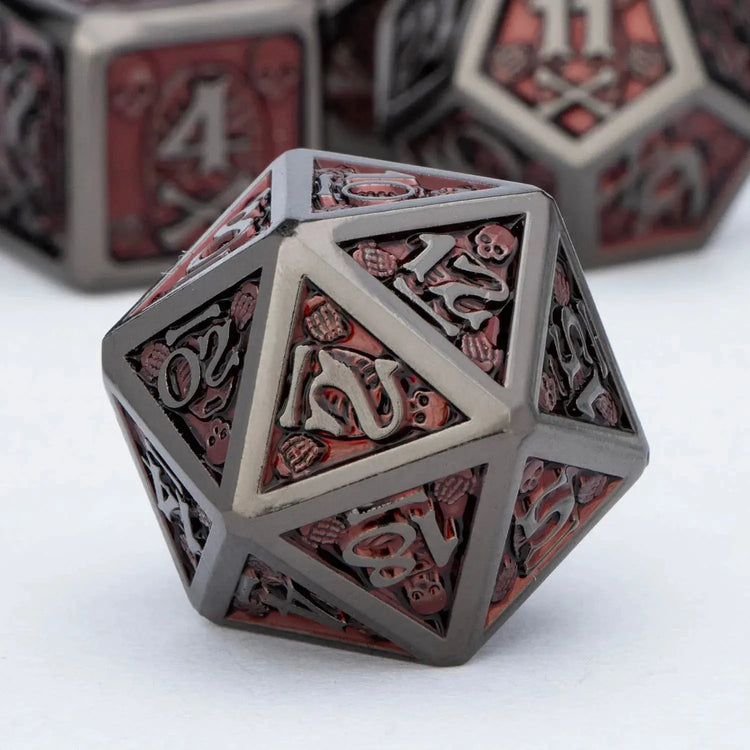 ARUOHHA Black & Red Skull Metal Dice Set – Polyhedral Dice for D&D, Pathfinder & RPGs Gamers Guild