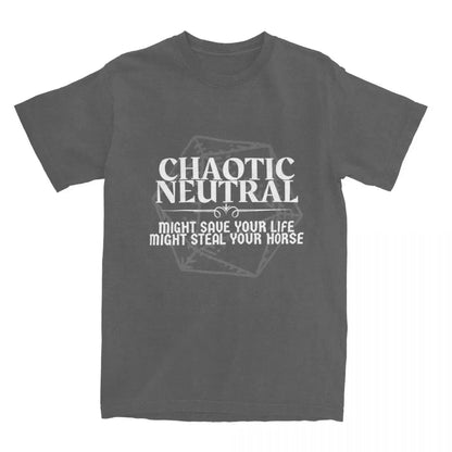 Chaotic Neutral Might Save Your Life T-Shirt – Funny DND Graphic Tee for Men & Women | Cotton RPG Top Gamers Guild