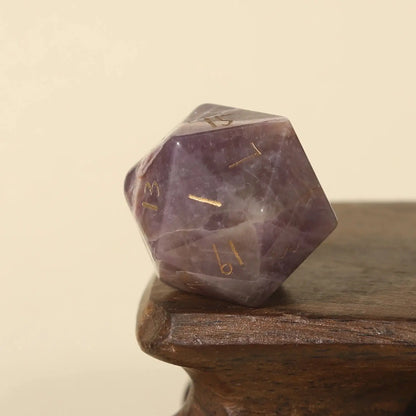 Crystal Quartz D20 – Handwritten Font Gemstone Dice for DND, Pathfinder & RPG Star Path Adventures Gamers Guild