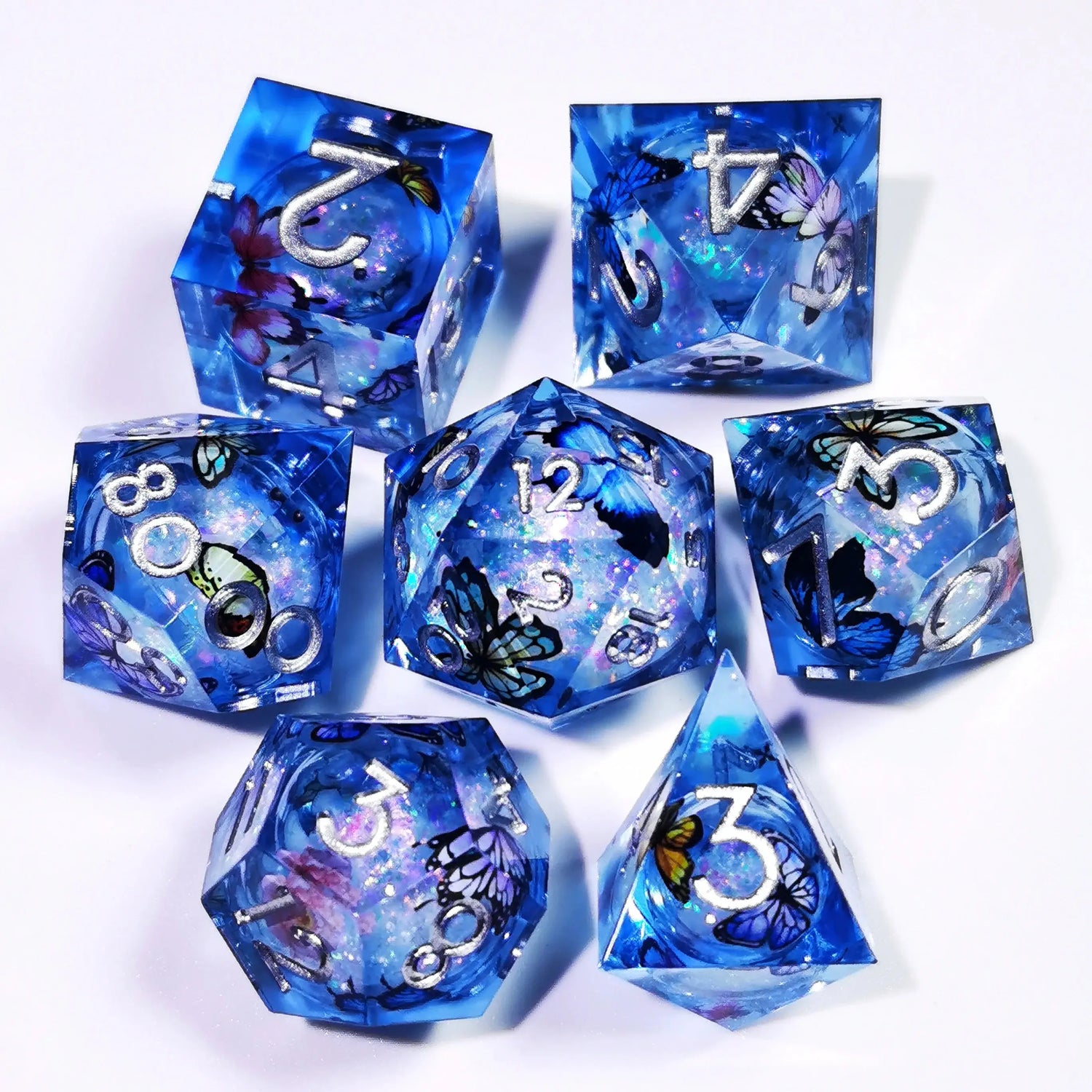 7-Piece Handmade Sharp Edge Resin Dice Set – Translucent Polyhedral Dice for D&D, Pathfinder & Tabletop RPGs Gamers Guild