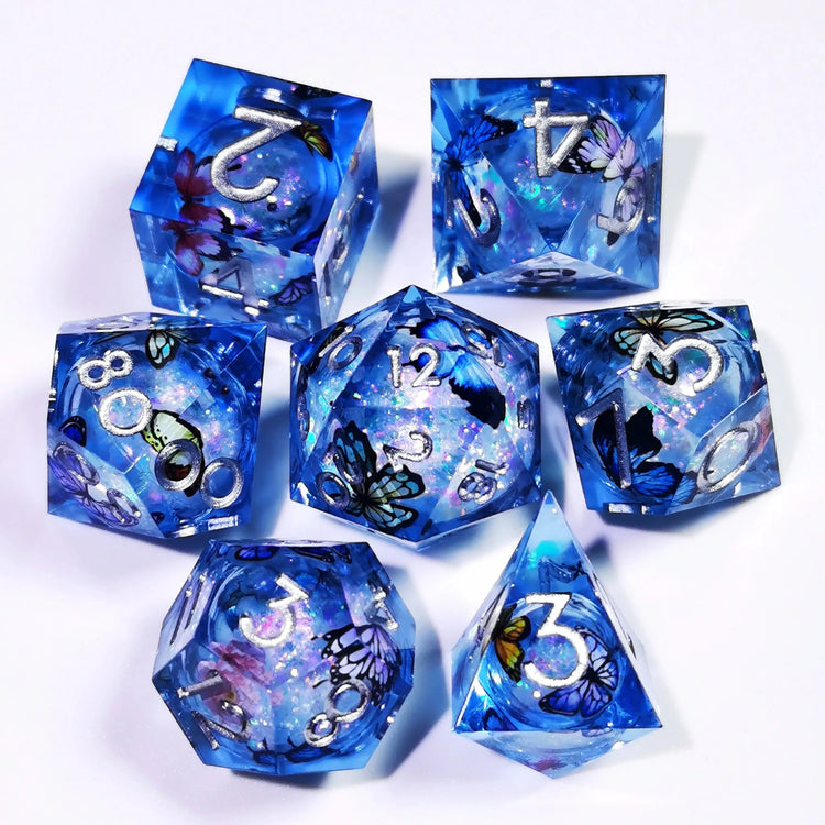7-Piece Handmade Sharp Edge Resin Dice Set – Translucent Polyhedral Dice for D&D, Pathfinder & Tabletop RPGs Gamers Guild