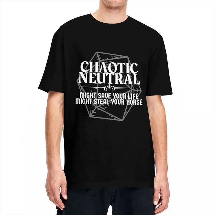 Chaotic Neutral Might Save Your Life T-Shirt – Funny DND Graphic Tee for Men & Women | Cotton RPG Top Gamers Guild