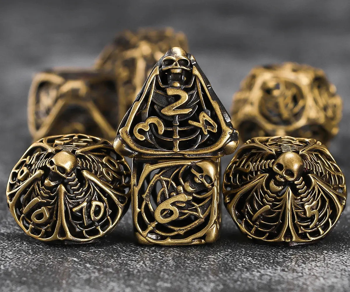 7-Piece Hollow Dragon Metal Dice Set – Intricately Carved Polyhedral Dice for D&D, Pathfinder & RPG Tabletop Games Gamers Guild