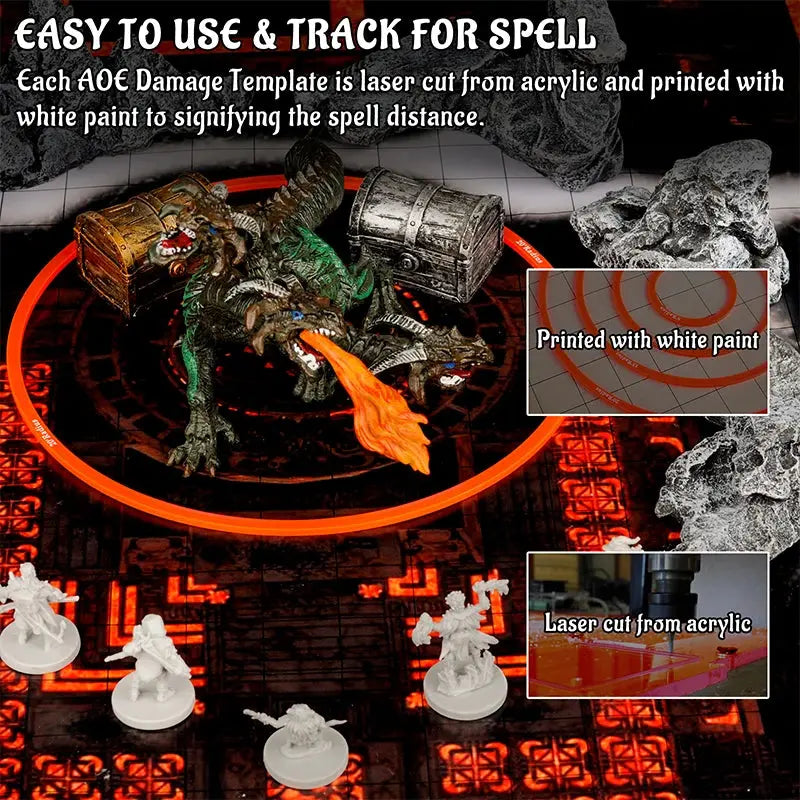 Area of Effect Spell Templates – 15-Piece Acrylic Set for D&D, Pathfinder & TTRPGs  Includes Cube, Cone, Circle & Line Markers Gamers Guild