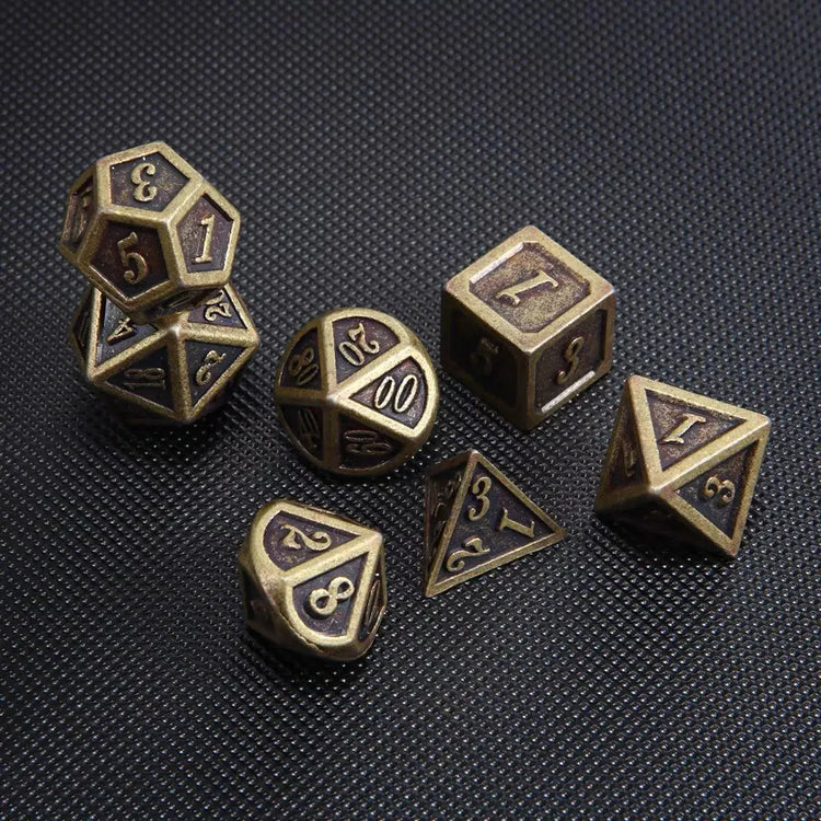 7-Piece Bronze Metal Polyhedral Dice Set – Durable RPG Dice for Dungeons & Dragons, MTG & Tabletop Games Gamers Guild
