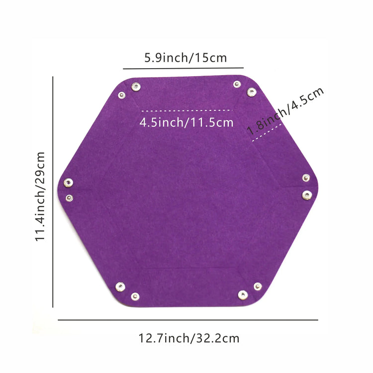 Foldable Hexagon Dice Tray – Felt Rolling Tray for DND, RPG & Tabletop Games Gamers Guild