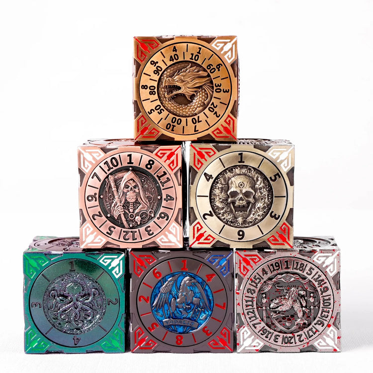 Dragon-Themed Metal Gyro D6 Dice – Rotatable Six-Sided RPG Dice with Box for D&D & Tabletop Games Gamers Guild