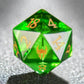 Green Glass Paladin Dice Set – 7pc Resin Polyhedral Dice with Golden Font for DND & RPG Tabletop Games Gamers Guild