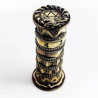 7-in-1 Metal Rotating Dice Tower – Polyhedral RPG Dice for D&D, COC, Cthulhu & Tabletop Games Gamers Guild