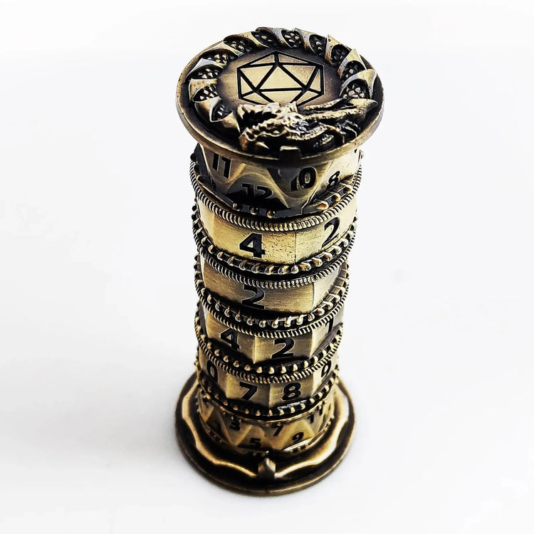7-in-1 Metal Rotating Dice Tower – Polyhedral RPG Dice for D&D, COC, Cthulhu & Tabletop Games Gamers Guild
