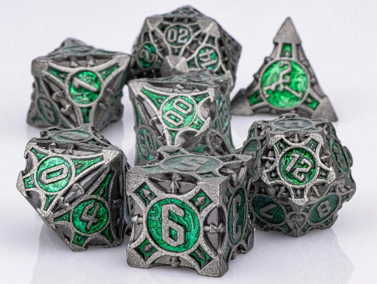 7-Piece Red Sharp Edge Metal Dice Set – Premium Polyhedral DND Dice for Dungeons & Dragons & RPG Tabletop Games Gamers Guild