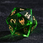 Green Glass Paladin Dice Set – 7pc Resin Polyhedral Dice with Golden Font for DND & RPG Tabletop Games Gamers Guild