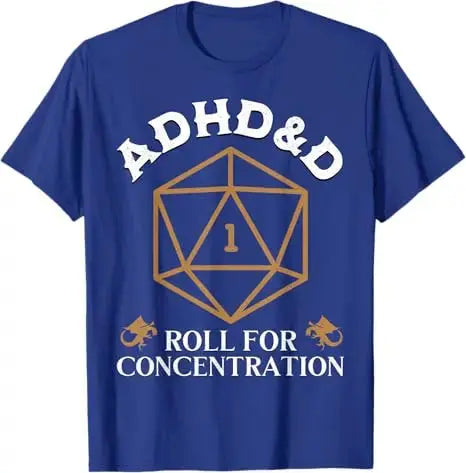 ADHD&D Roll for Concentration T-Shirt – Funny RPG Graphic Tee | Vintage Gamer Shirt for Men & Women Gamers Guild