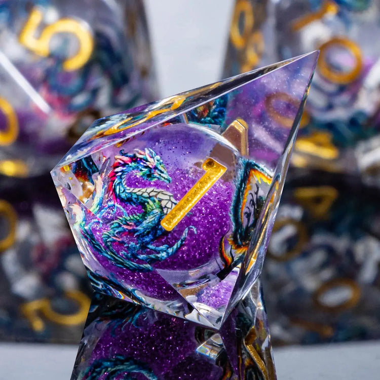 Liquid Core Dice Set – Sharp Edge Resin Polyhedral Dice for D&D, Pathfinder & RPGs Gamers Guild