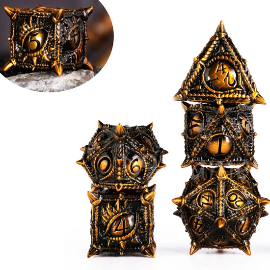 7-Piece Dragon Metal Dice Set – Sharp Edge Polyhedral Dice with Box for D&D, Pathfinder & RPGs Gamers Guild