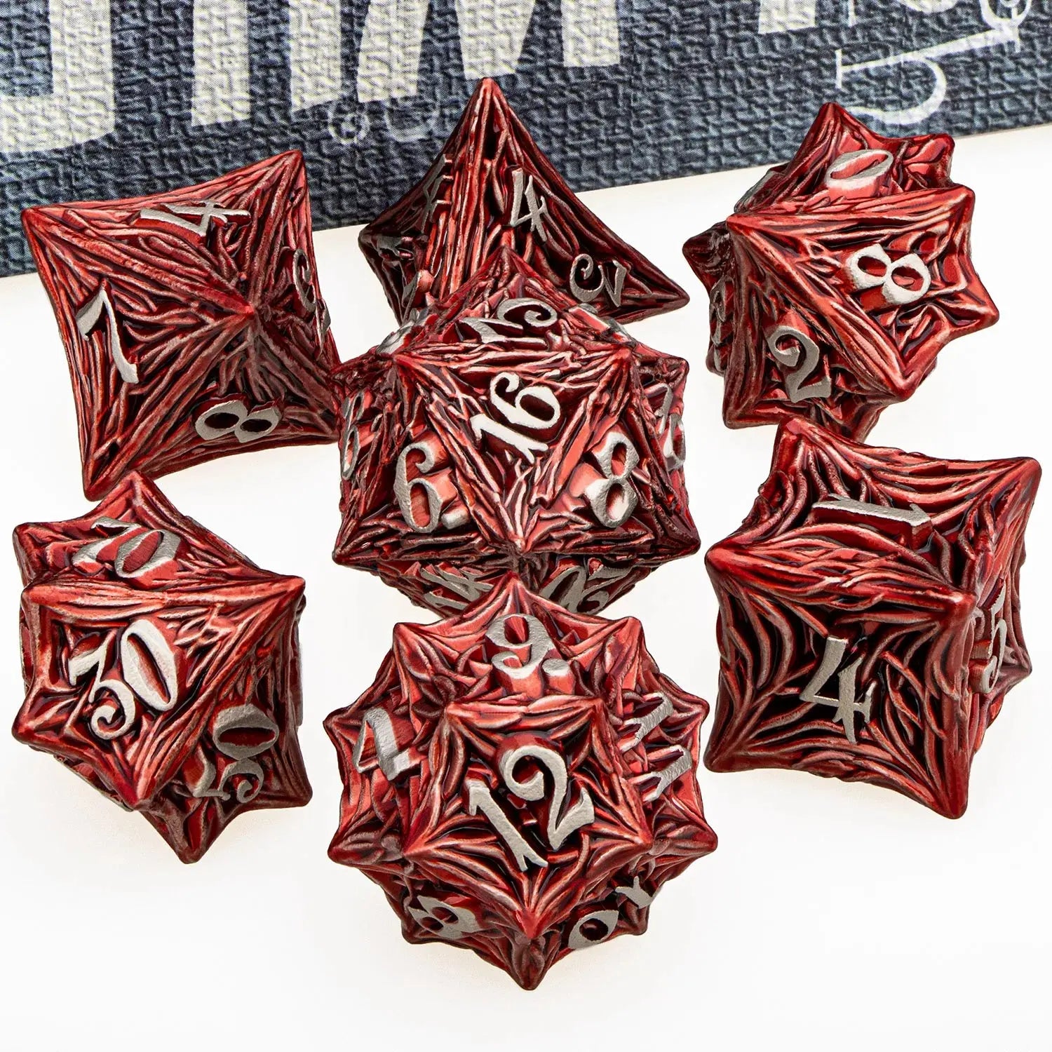Tree Root Metal Dice Set – Red Polyhedral Dice for D&D, Pathfinder & RPGs Gamers Guild