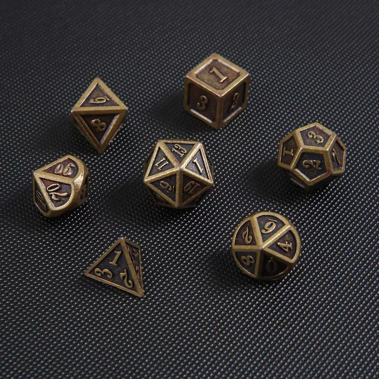 7-Piece Bronze Metal Polyhedral Dice Set – Durable RPG Dice for Dungeons & Dragons, MTG & Tabletop Games Gamers Guild
