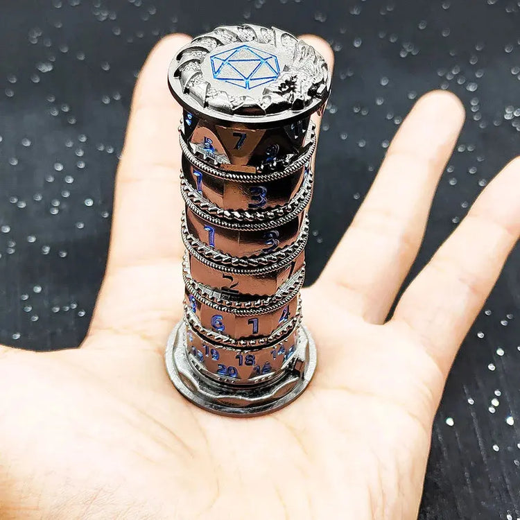 7-in-1 Metal Rotating Dice Tower – Polyhedral RPG Dice for D&D, COC, Cthulhu & Tabletop Games Gamers Guild